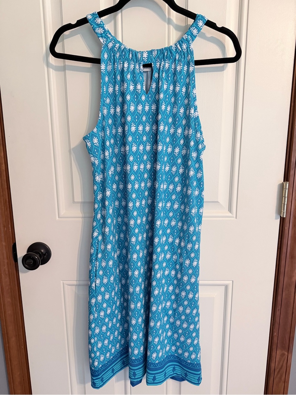 NWT Cabana Life Turquoise and White Halter Midi Dress